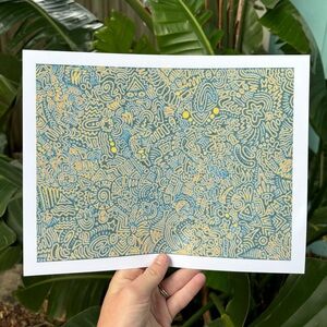 Orange and Blue Psychedelic Abstract Art Print